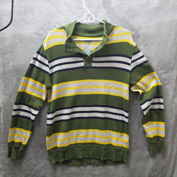 Old Navy Boys Striped Sweater XL 14/16‎ Green Yellow Navy Cotton Pullover - Picture 1 of 11